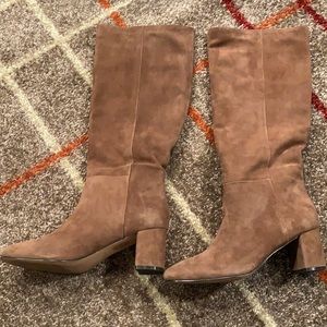 J Crew Suede Slouchy High Shaft Boot in Rich Walnut